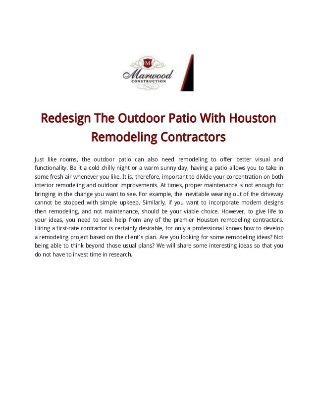 Redesign The Outdoor Patio With Houston Remodeling Contractors