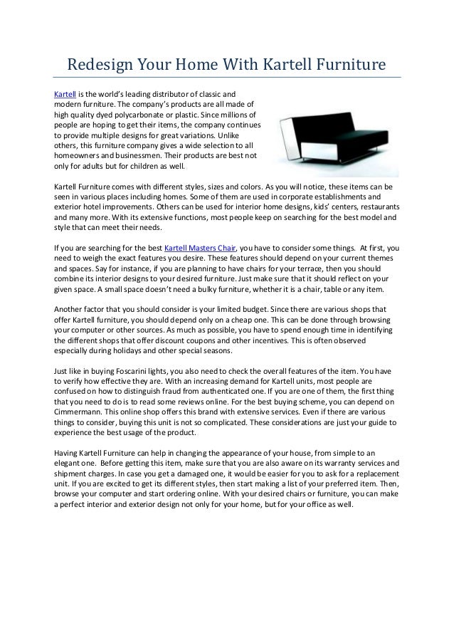 Redesign Your Home With Kartell Furniture