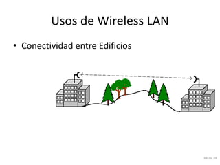 Usos de Wireless LAN
• Conectividad entre Edificios




                                 66 de 39
 