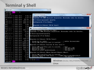 v0621
Terminal y Shell
Windows (Docker, WSL/CYGWIN/VMACHINE...)
Linux
 