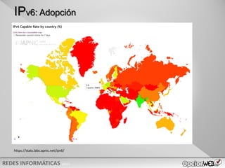 v0621
IPv6: Adopción
https://stats.labs.apnic.net/ipv6/
 