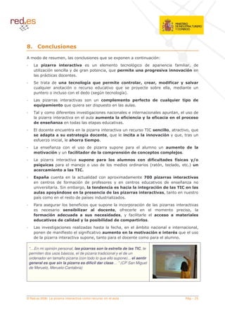 , /6 ,
           -                    6

,       ( (                5                    !         4                $1
         0 1 +2
            2+            *+ * 2
                           2 3                                 $   (                  %   5 (
            $                (                      5 !   0 + * - 20 , + 6 3
                                                            7        +9     2         ,2 .
                                                                                       3
                      (
    =             (   - 2*          ,, ; 8
                                     /9 2 - 0 + * , *, 2 H + 2 H7, : 2 < 623 +
                                              7      + /+     +       +    /2
         !               $                 (    !             8    5   (
                                     ( ( 6  >     '7
                                                 , /7
                                                  70          * 0+ *
                                                              ,  : ,            - /- + * ,
                                                                                 28     0
        8 07
         - 2          * !
                      ,         !          (
    3                 (%                                                               5    (
                                               27
                                               -        * / :
                                                        2 2          2 </ : 2 2
                                                                        2               / + 6,
                                                                                         0,
              6 I 1
                 2 2            (                   (
        (                                                              3# 6
                                                                        /     /5
                                                                              /
                                                                              ,             5!
    6    2 2 * 2 6- 6*2 9 2 ,
            02       +*         *5 !                              * 2/
                                                                  2  2    ,2 .
                                                                            3         ! 5
        %         5 2 , + * 70
                     E +2     ,
         ?                          (                                          27 *
                                                                                -   ,        /
                                                                                             2
    7, 3 .
      * 2                      : /2 ,
                               2 *   +         / , + 6.
                                               2 70                  ,    0 , , /= 6
                                                                           *6  70 ,
                                    6- ,
                                      0        0 + / 6 2- ,
                                                22 ,    /7 6         ,     : -*
                                                                              /2    6 : 2 <,
                                                                                       ;
                                                                                       6  6 B
    0 8 2
     6; - 6                          *          (       (  (              6 $5        ( 5  7 -
    2 +2 7            * 2 /6
                      , 2
        60 I
          22                            ( (               4   (        & ( 0 1 +2
                                                                         (    2+6   *+ * 2
                                                                                      2 36
                %     (           $ (   %                              (       (     ?
              =                 8   5/*
                                      2                 2 6 E 2/
                                                             2   2    *9 2 .
                                                                          +      /6
                                                                                  2     /6
                                                                                         2
    2 /6 2 , ? ,
     -2 0 <      6                 /0 6
                                   2 +    2              /6 0 1 +2
                                                         2     2+6    *+ * 2
                                                                          2 3 65
      '                          (   '  (                 (
                               8 %    !                  $ (
                          6    6 J/ 2 2
                                   1+ / ,     *5   %                                     5
    :+
    , 72 . 2                  - 2 2 6-
                               2      6     6 2 65   %                     2    6, 2 72 +2 6
                                                                                       *   /
     -2 36
        * ,                   2 2 </ 0 6 J / 2
                               /     2 ,           , 2 * /6
                                                    70 + +,
                                      (  <        % <5                8                          5
              (           %            %        27 *
                                                -   ,             / 7, 3 .
                                                                  2   * 2          *+ 6 !
                                                                                    5
    (                                    5            (

 “…En mi opinión personal, las pizarras son la estrella de las TIC, te
 permiten dos usos básicos, el de pizarra tradicional y el de un
 ordenador en tamaño pizarra (con todo lo que ello supone)... el sentir
 general es que sin la pizarra es difícil dar clase… ” (CP San Miguel
 de Meruelo, Meruelo-Cantabria)




© Red.es 2006-                                                                                   &
 