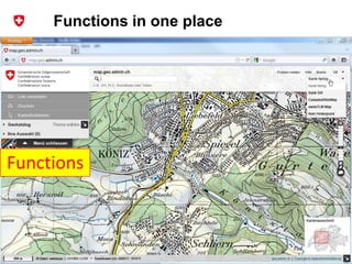 Functions in one place




Functions



     Bundesamt für Landestopografie swisstopo   36
 