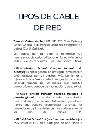 Tipos de Cable de Red