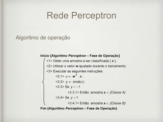 Rede Perceptron
Algoritmo de operação
 