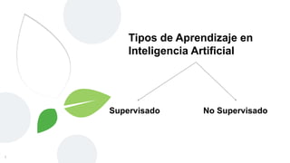 1
Tipos de Aprendizaje en
Inteligencia Artificial
Supervisado No Supervisado
 