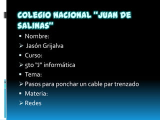 Colegio nacional “Juan de salinas” Nombre: ,[object Object],Curso: ,[object Object],Tema: ,[object Object],Materia: ,[object Object],[object Object]