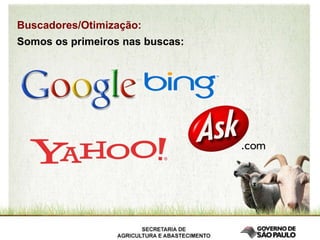 Buscadores/Otimização: Somos os primeiros nas buscas: 