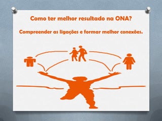 Como ter melhor resultado na ONA?

Compreender as ligações e formar melhor conexões.
 
