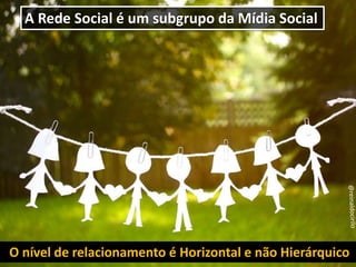 @reinaldocirilo
A Rede Social é um subgrupo da Mídia Social
O nível de relacionamento é Horizontal e não Hierárquico
 