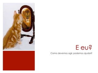 E eu?
Como devemos agir, podemos ajudar?
 