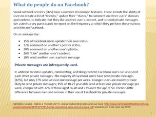 9
 Hampton, Goulet, Rainie e Purcell (2011). Social networking sites and our lives (http://www.namingandtreating.com/wp-
content/uploads/2011/07/PIP-Social-networking-sites-and-our-lives.pdf, acedido em 9 de maio de 2013)
 