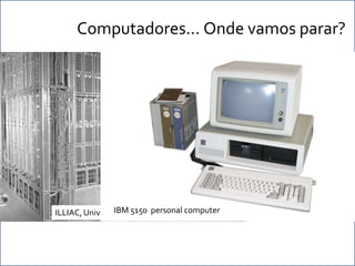 Computadores... Onde vamos parar?




ILLIAC, University of 5150 personal computer
                IBM Illinois at Champaign-Urban
 