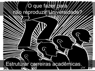 O que fazer para
   não reproduzir Universidade?




Estruturar carreiras acadêmicas.
 