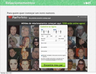 Relacionamentos

            Para quem quer começar um novo namoro.




Saturday, July 2, 2011
 