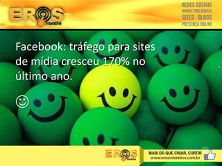 Facebook: tráfego para sites
de mídia cresceu 170% no
último ano.



 