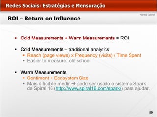ROI – Return on Influence


   Cold Measurements + Warm Measurements = ROI

   Cold Measurements – traditional analytics...