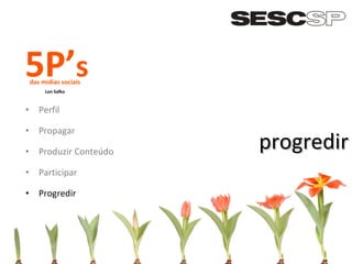 Perfil Propagar Produzir Conteúdo Participar Progredir progredir 5P’ s das mídias sociais Lon Safko 