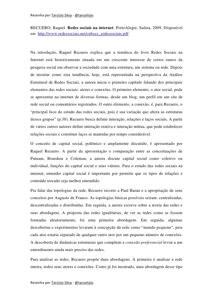 redes sociais na internet raquel recuero