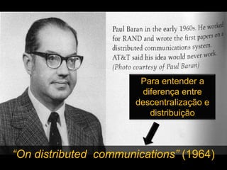 Para entender a diferença entre descentralização e distribuição“On distributed  communications” (1964)
