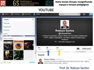 Redes Sociais Virtuais: ressignificando
espaços e tempos pedagógicos
Prof. Dr. Robson Santos
YOUTUBE
 