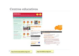 Centros educativos




http://wwwcraescuelanet.ning.com/   http://enredeiras.ning.com/
 
