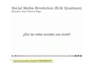 Social Media Revolution (Erik Qualman)
Remake: Noel Alberto Roga




 http://www.youtube.com/watch?v=WRiYQD39XWY
 