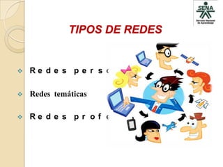 TIPOS DE REDES


   Re d e s p e r s o n a l e s

   Redes temáticas

   Re d e s p r o f e s i o n a l e s
 