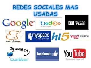 REDES SOCIALES MAS
      USADAS
 