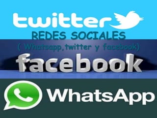 REDES SOCIALES

( Whatsapp,twitter y facebook)

 