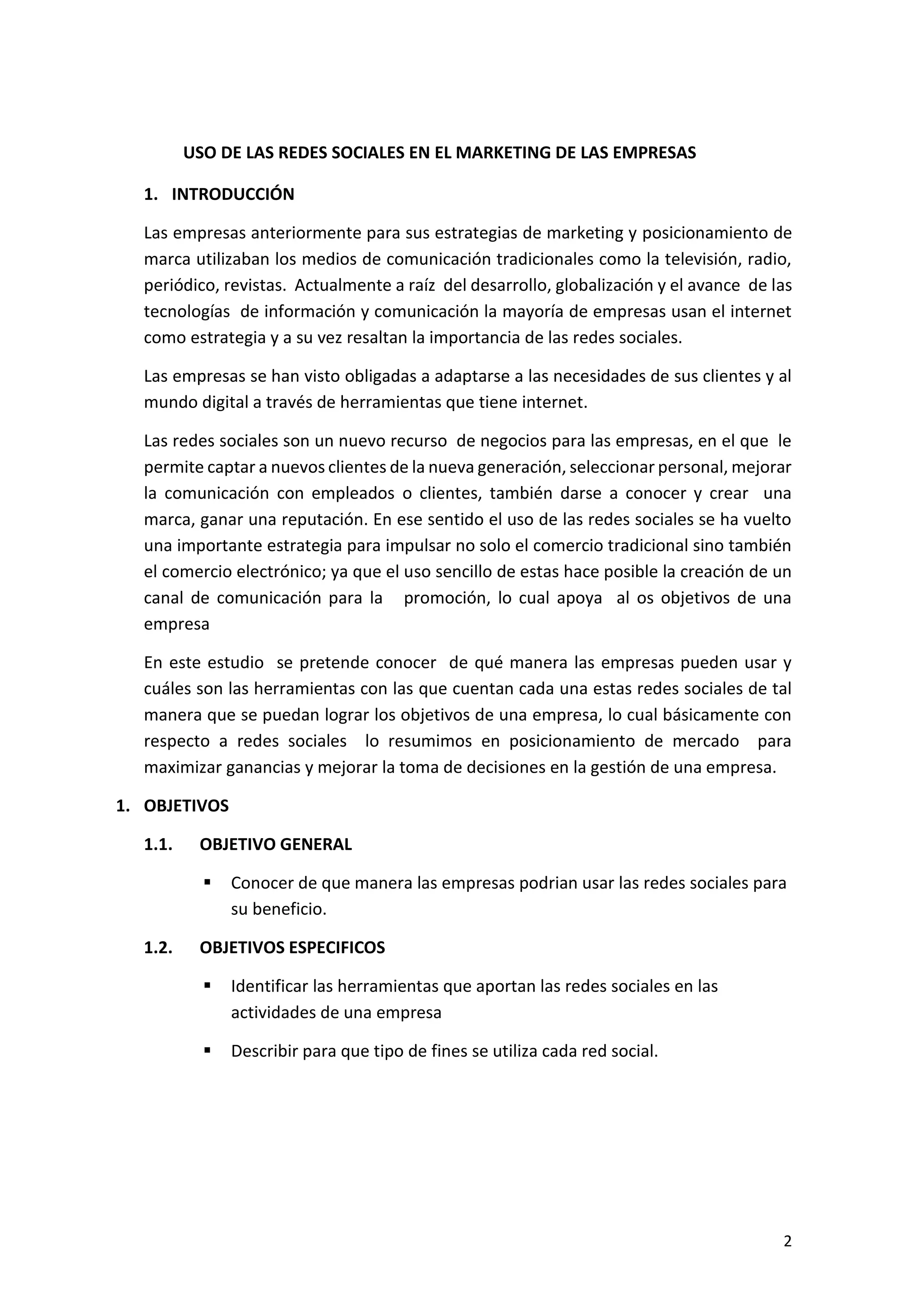 USO DE LAS REDES SOCIALES EN EL MARKETING DE LAS EMPRESAS | PDF
