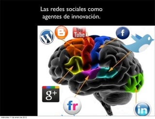 Las redes sociales como
                                 agentes de innovación.




miércoles 11 de enero de 2012
 