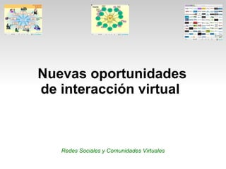 Nuevas oportunidades de interacción virtual  Redes Sociales y Comunidades Virtuales 