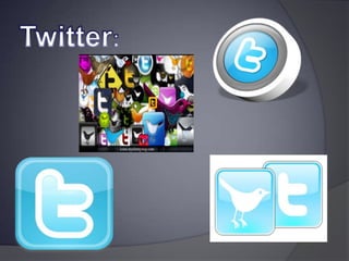 Desarrollo:Hay una inmensa cantidad de redes sociales pero entre las más destacadas del mundo se encuentran las siguientes:Twitter: Dilo en 140 caracteresFacebook: Comunícate con las personas que más quieresYouTube: Ser famoso ya!