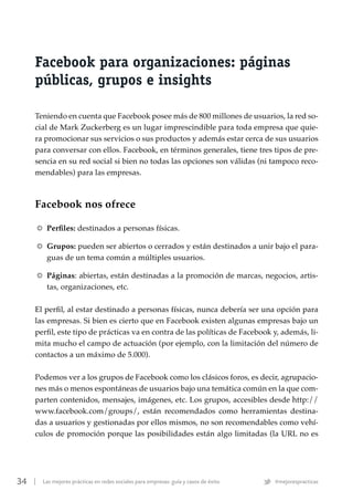 34 | Las mejores prácticas en redes sociales para empresas: guía y casos de éxito #mejorespracticas
Facebook para organiza...