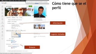 Cómo tiene que se el
perfilFoto de perfil y
portada
Enlaces
Lugares visitados
Información
 
