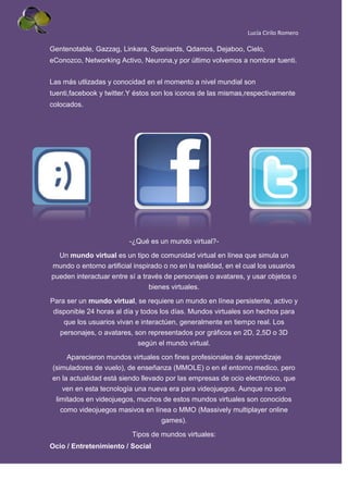 Redes sociales y mundo virtual