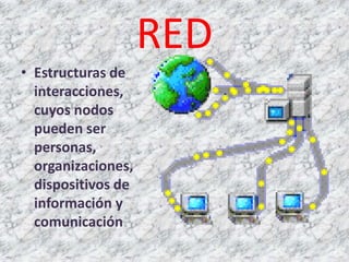 RED Estructuras de interacciones, cuyos nodos pueden ser personas, organizaciones, dispositivos de información y comunicación 
