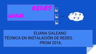 REDES
WAN.
ELIANA GALEANO
TÉCNICA EN INSTALACIÓN DE REDES.
PROM 2016.
 