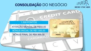 PRATA
CONSOLIDAÇÃO DO NEGÓCIO
1.500 PONTOS
ATIVAÇÃO MENSAL DE R$50,00
BÔNUS FINAL DE R$4.999,00
BÔNUS INICIAL DE R$1.500,00
 