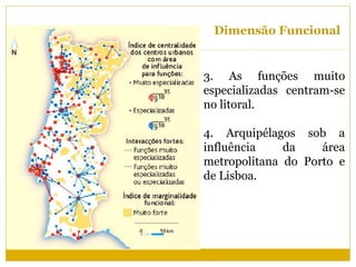 Dimensão Funcional


3. As funções muito
especializadas centram-se
no litoral.

4. Arquipélagos sob a
influência    da    área
metropolitana do Porto e
de Lisboa.
 