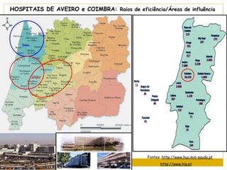 HOSPITAIS DE AVEIRO e COIMBRA: Raios de eficiência/Áreas de influência




                                              Fontes: http://www.huc.min-saude.pt
                                                    http://www.hip.pt
 