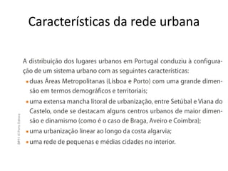 Características da rede urbana
 