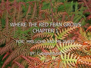 WHERE THE RED FERN GROWS CHAPTER 1 FOR: MRS.LOHR AND MS.DURFF BY: Cutiepuhtutie 