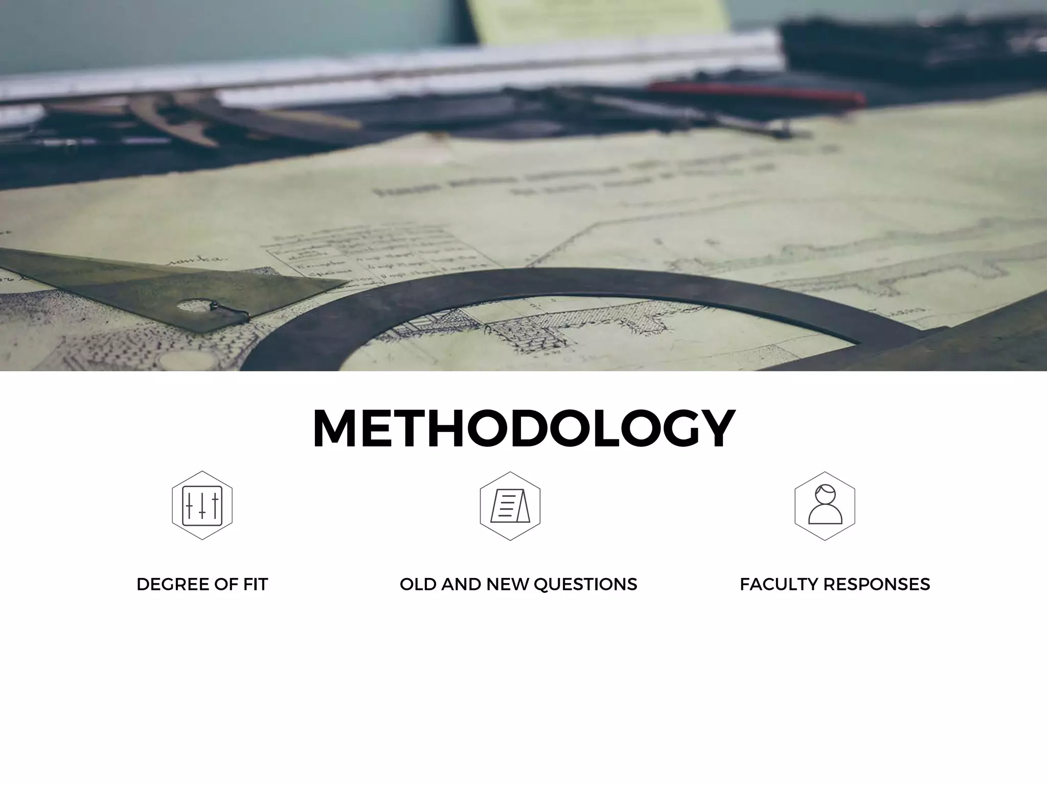 DEGREE OF FIT OLD AND NEW QUESTIONS FACULTY RESPONSES
METHODOLOGY
 