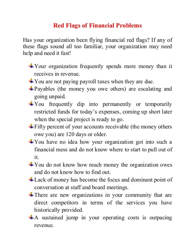 Red Flags of Financial Problems