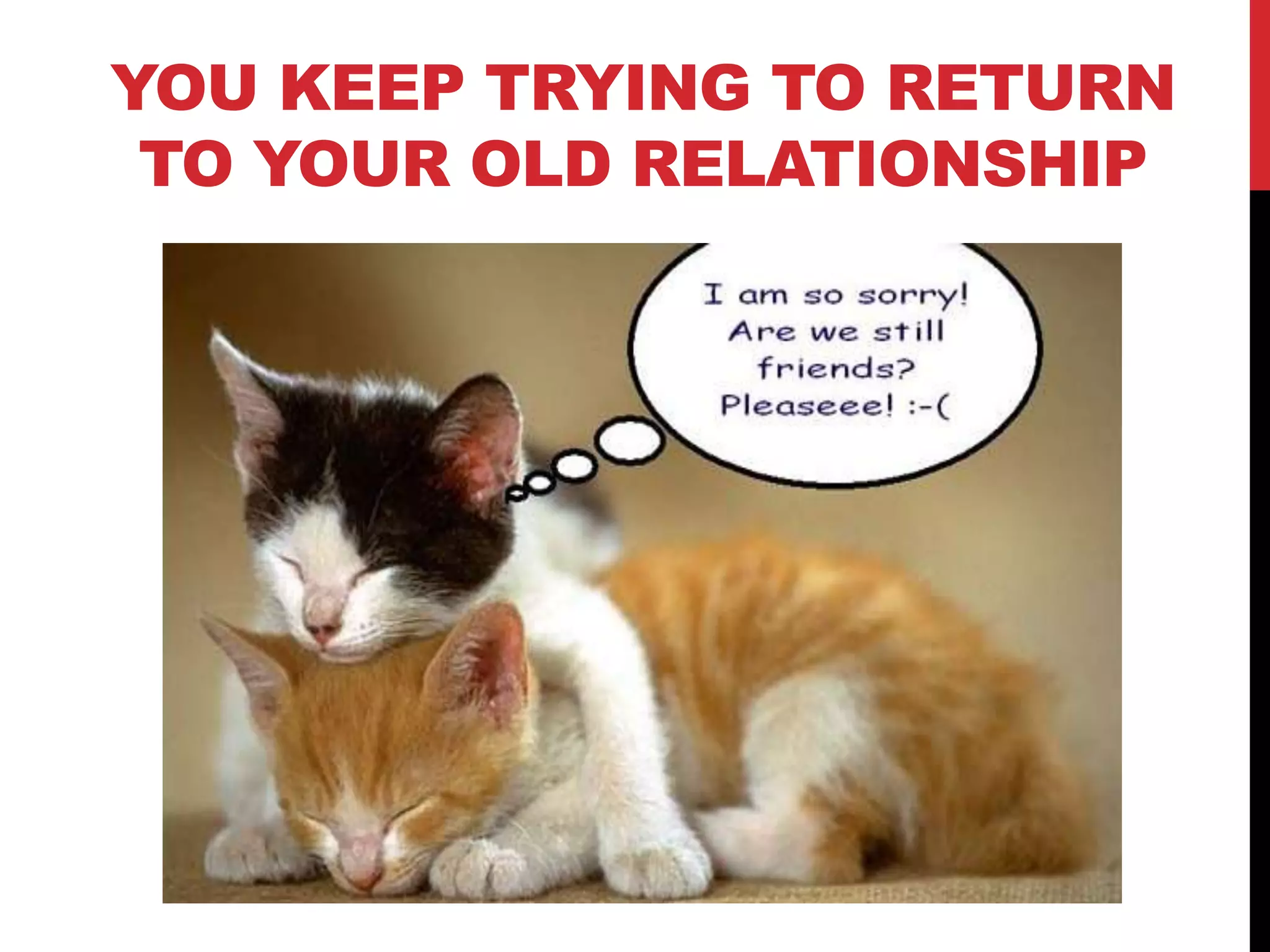 YOU KEEP TRYING TO RETURN
TO YOUR OLD RELATIONSHIP
 