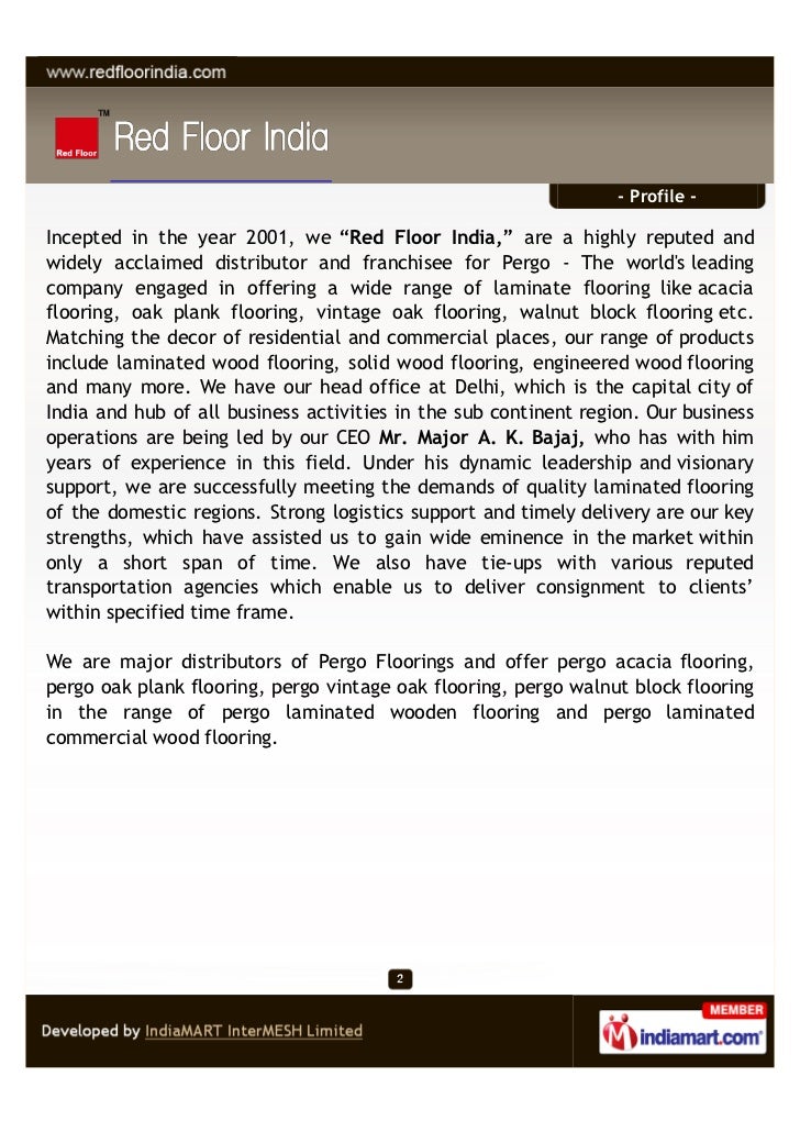 Red Floor India New Delhi Pergo Laminated Wooden Flooring