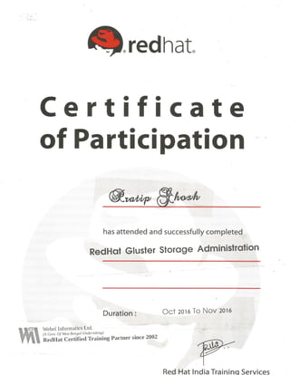 Certificate In Redhat Gluster Storage Administration