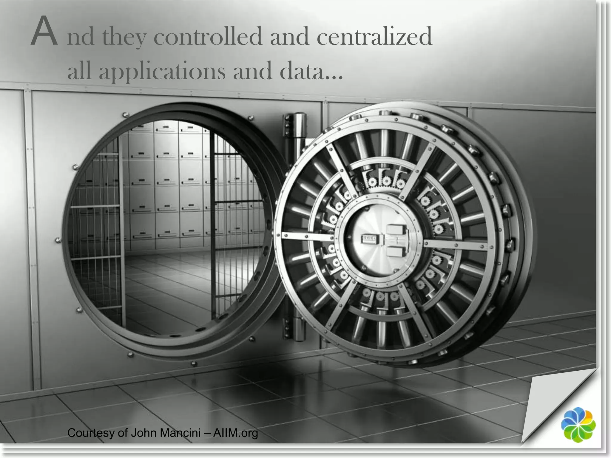 A nd they controlled and centralizedall applications and data…Courtesy of John Mancini – AIIM.org